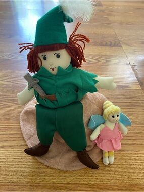Vintage Peter Pan, Tinker Bell and Captain Hook Reversible Topsy Turvy Puppet